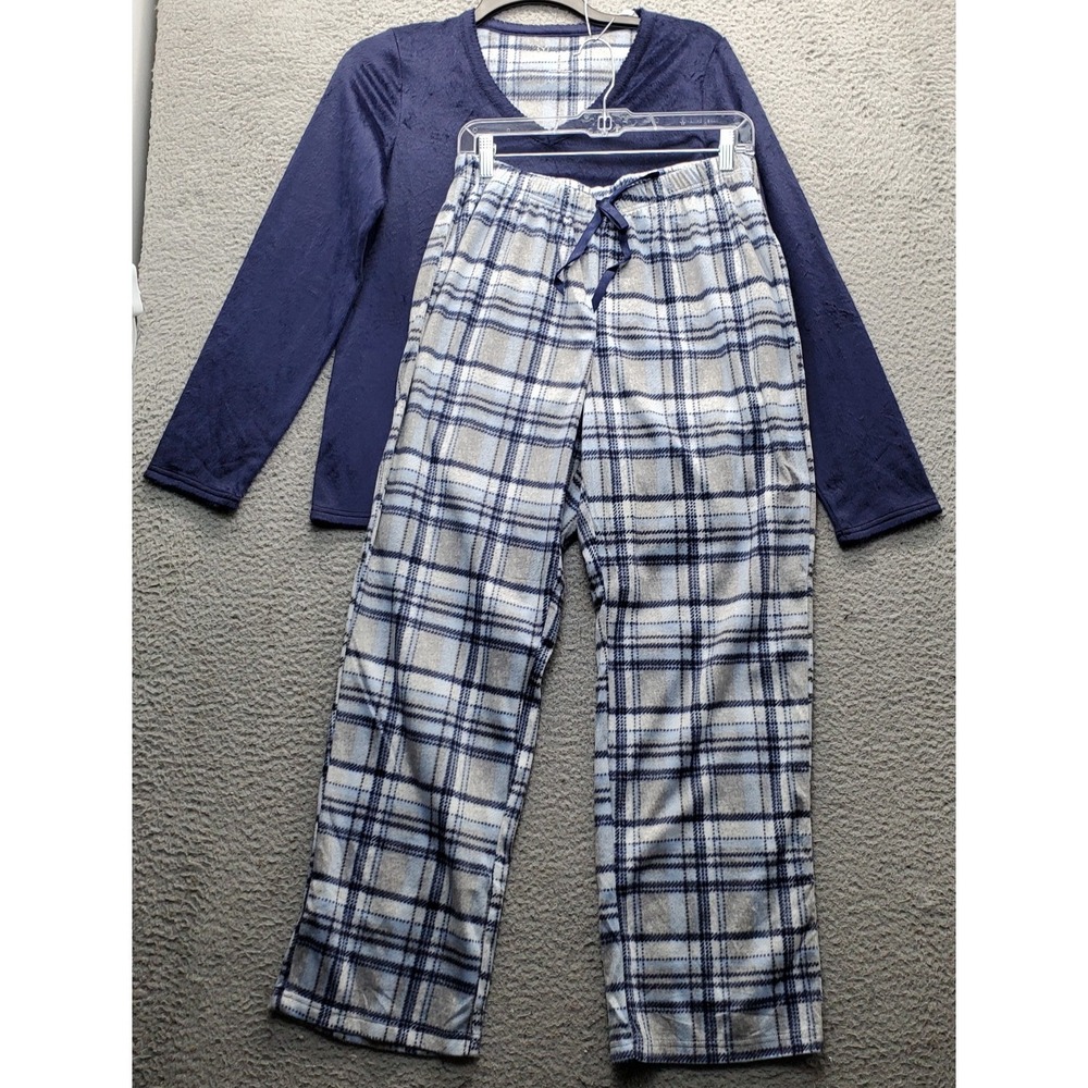 Croft & Barrow 2 Piece Pajama Set Womens Medium Multi Faux Fur Soft Long Sleeve
